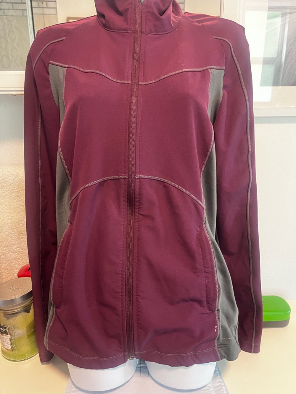 Columbia Women's Maroon and Gray Full-Zip Utility Jacket